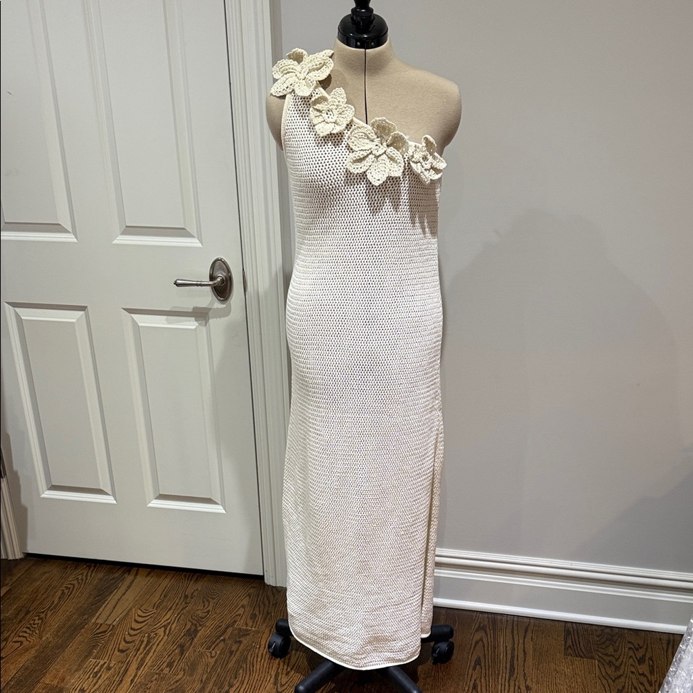 & Other Stories Crocheted One-Shoulder Midi Dress